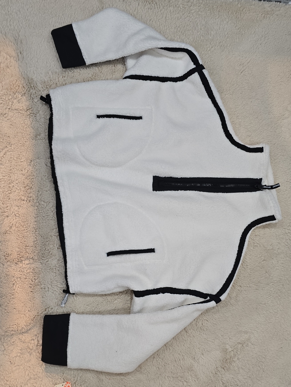 Free People White Sherpa Pullover with Black Trim
